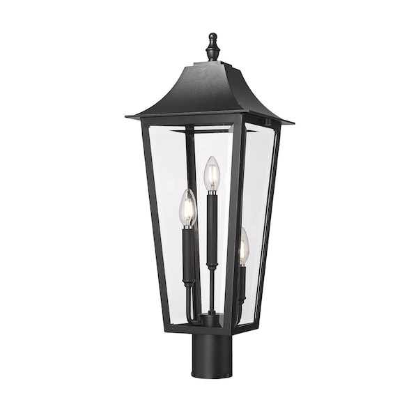 Z-Lite Gannon 3 Light Outdoor Post Mount Fixture, 10in. W x 26.75in. H, Black 5008PHBR-BK - main